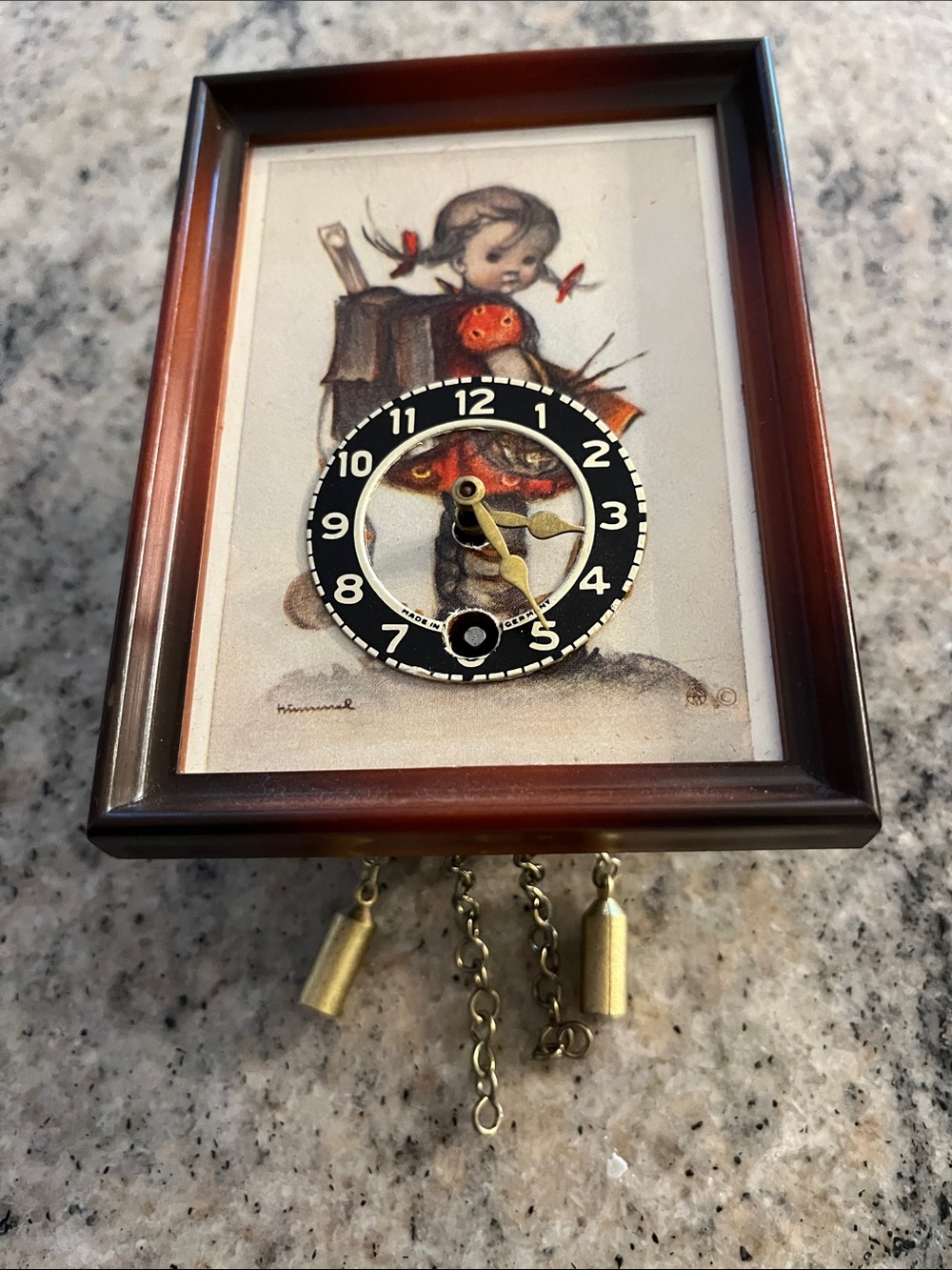 Framed Brown Wall Clock Art with Black Dial